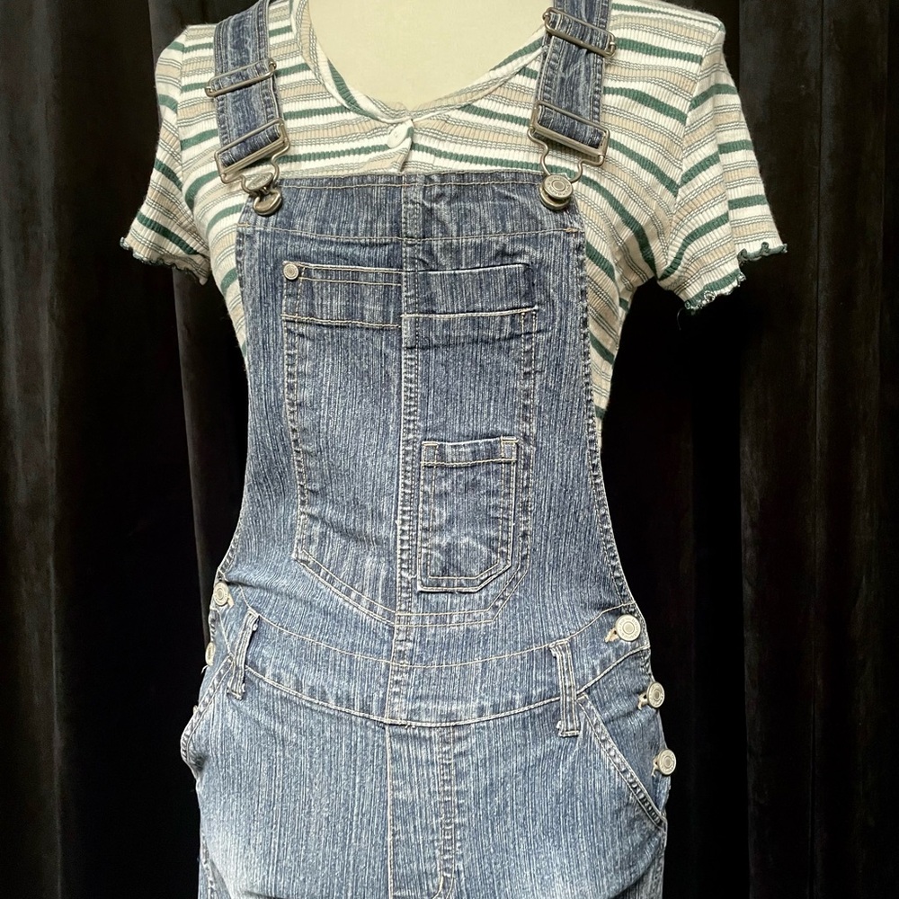 Y2K Medium Wash Stretch Bootcut Flare Overalls